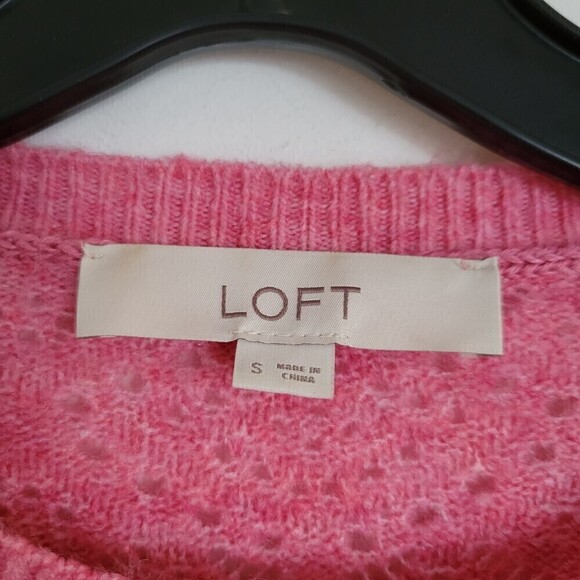 Loft Heather Pink Round Crew Neck Soft Long Sleeve Pullover Sweater Size Small - Picture 8 of 10